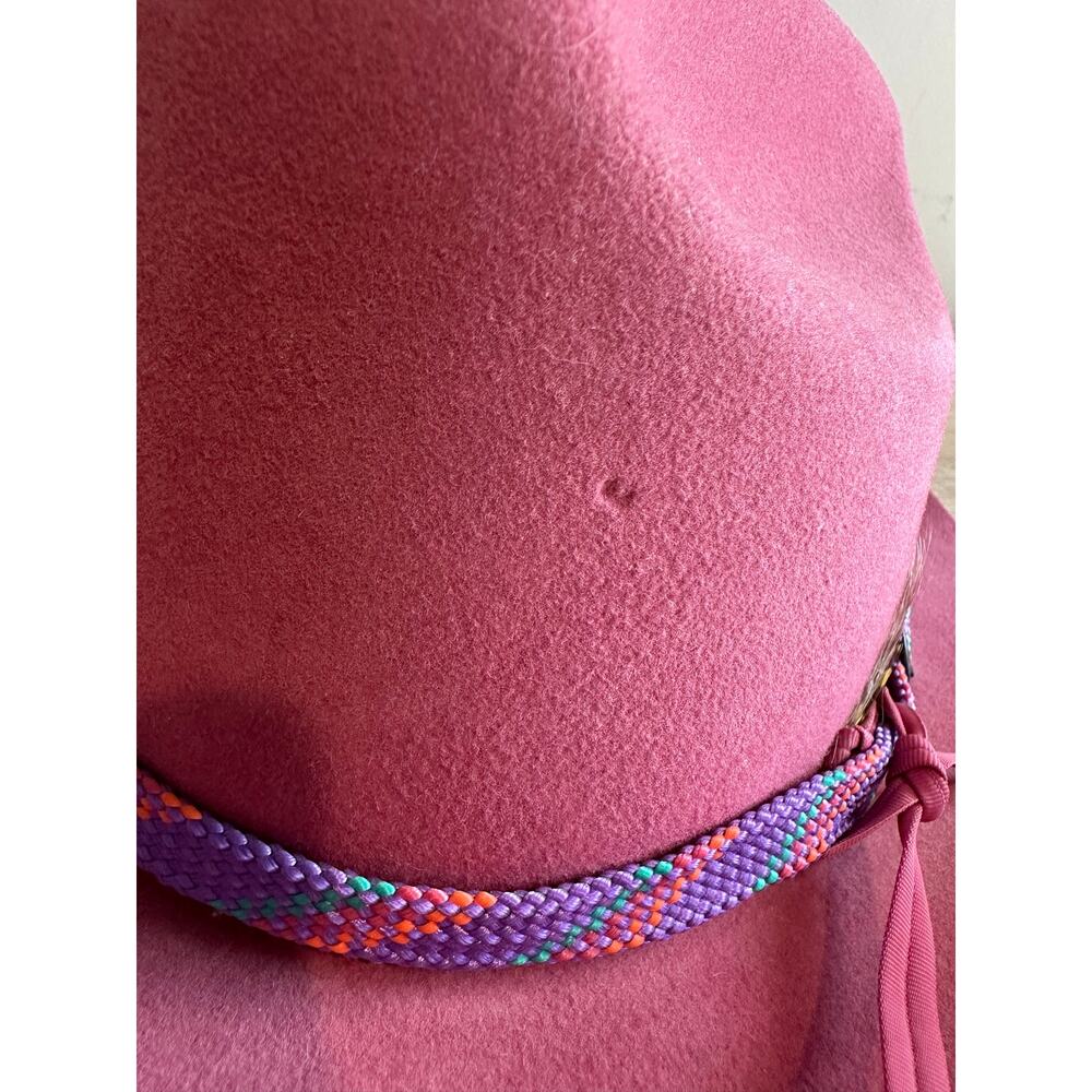 Vintage Dyna Felt USA Made Western Boho Hat Pink - Picture 11 of 14